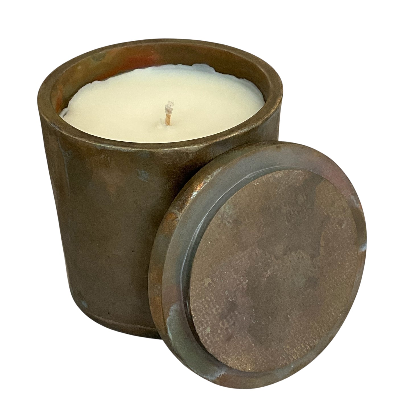 #A Solid Bronze Gardenia Candle with Lid