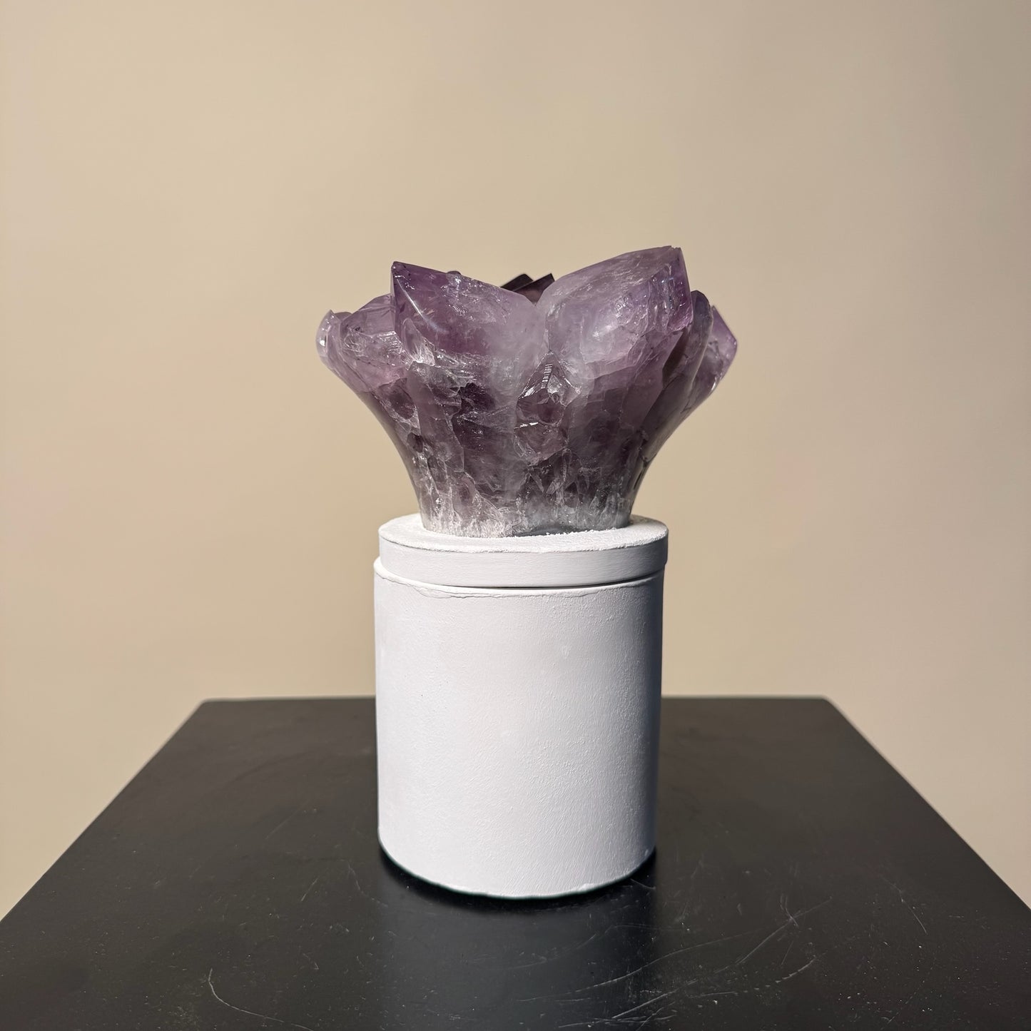 Amethyst Flower Cluster Crystal Lid Gardenia Candle #3