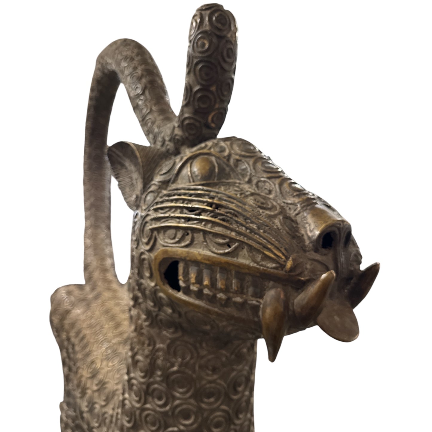 X-LARGE PAIR OF BENIN LEOPARD SCULPTURES