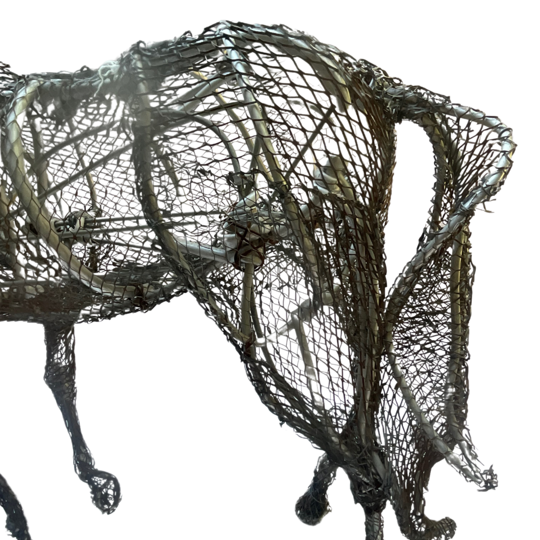 Brutalist Horse Sculpture Aluminum Wire