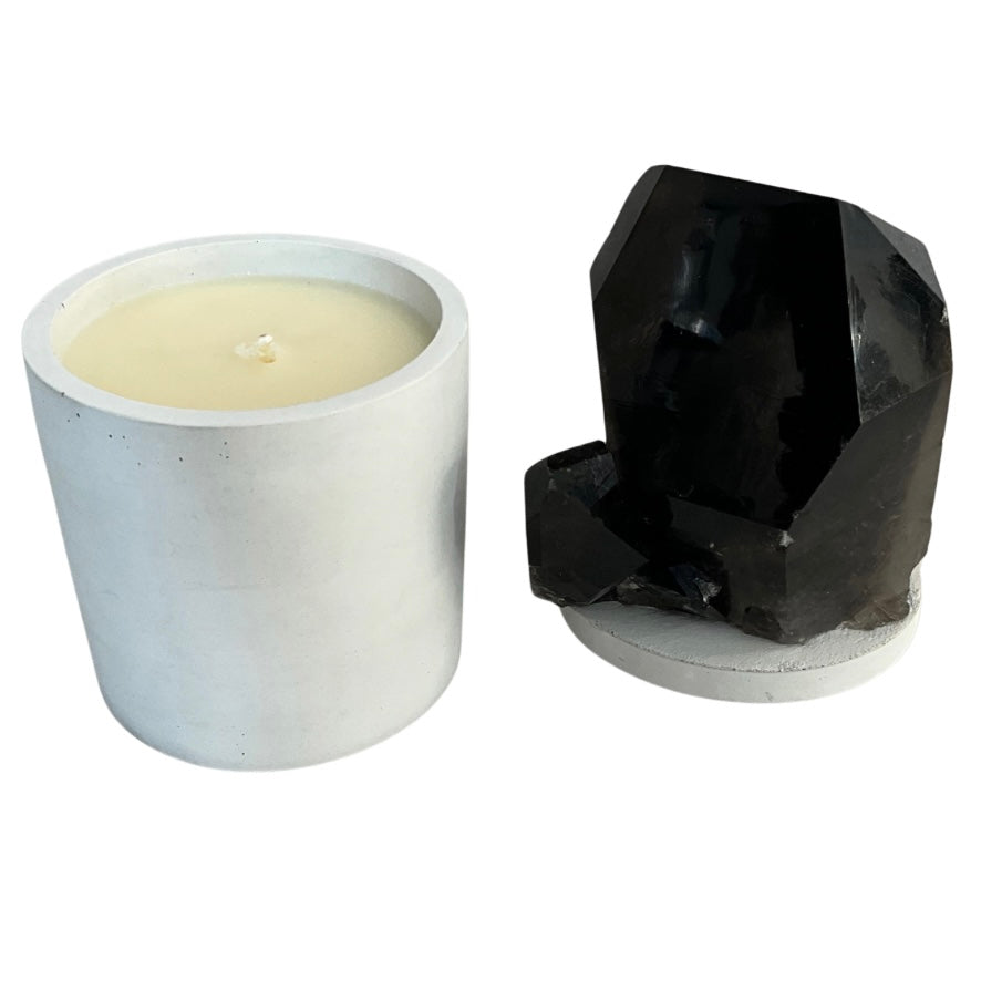 Large Smoky Quartz Generator Gardenia Candle