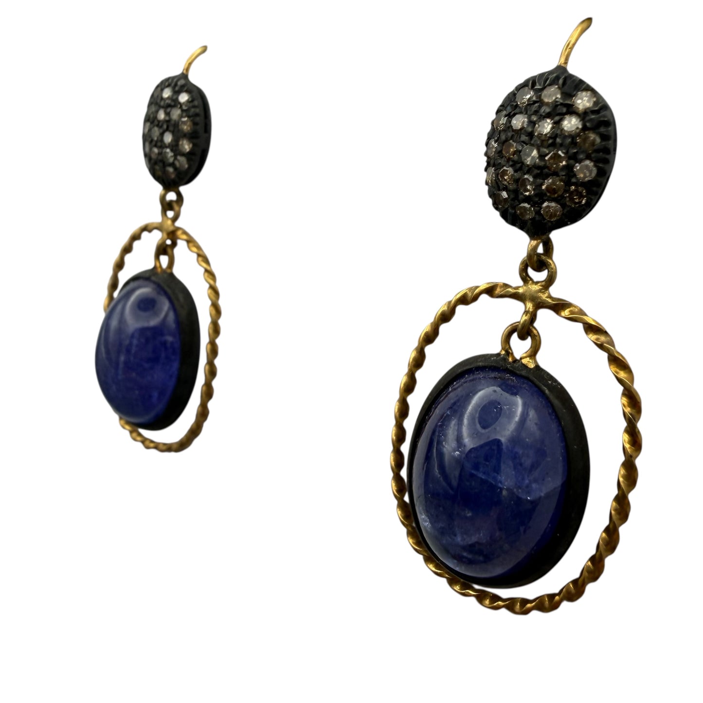 Tanzanite & Diamond Earrings with 18K Yellow Gold