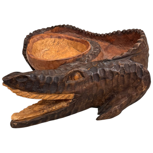 Hand Carved Alligator Bowl