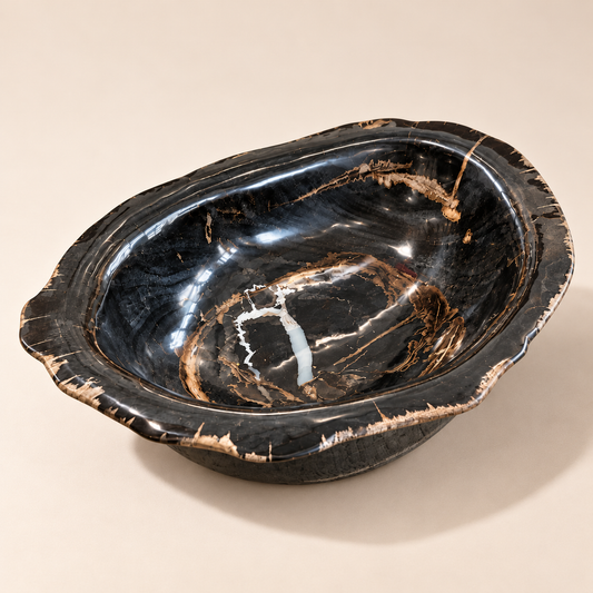 Petrified Wood Abstract Bowl w/ Colors