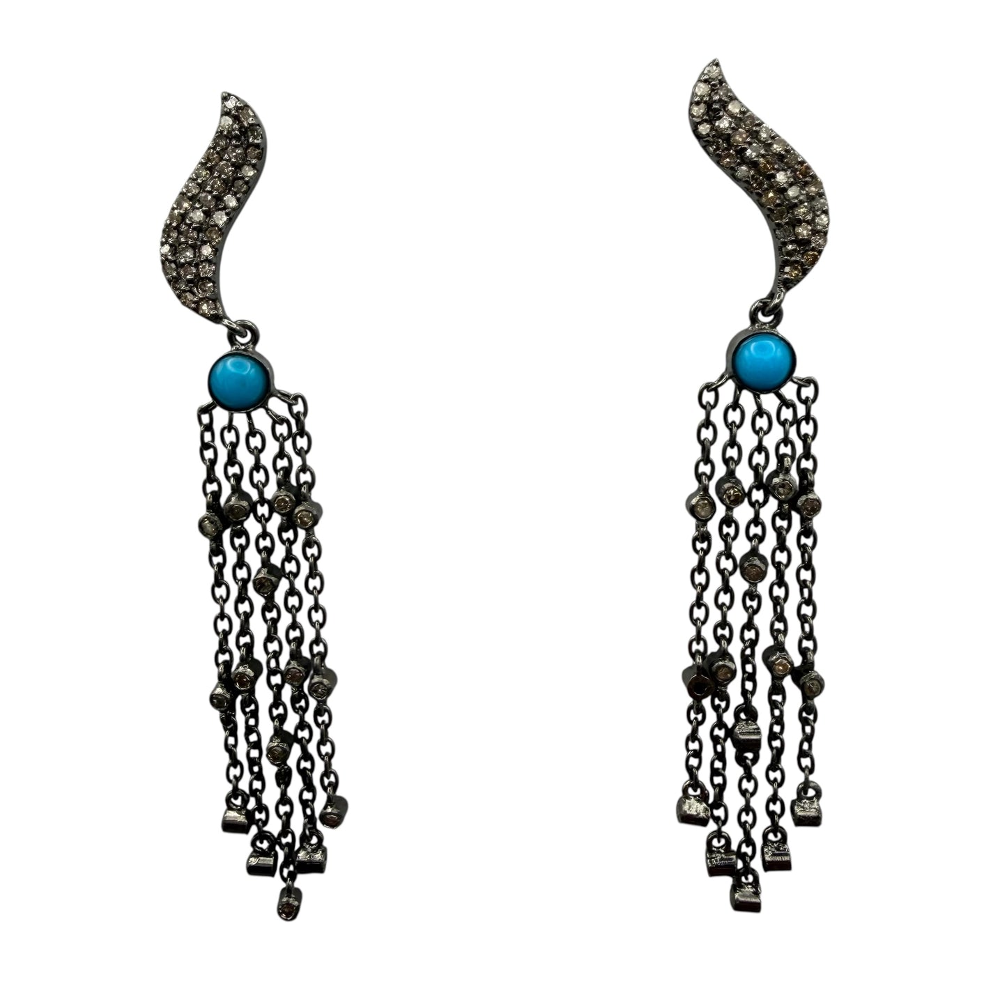 Turquoise & Diamonds Chandelier Earrings