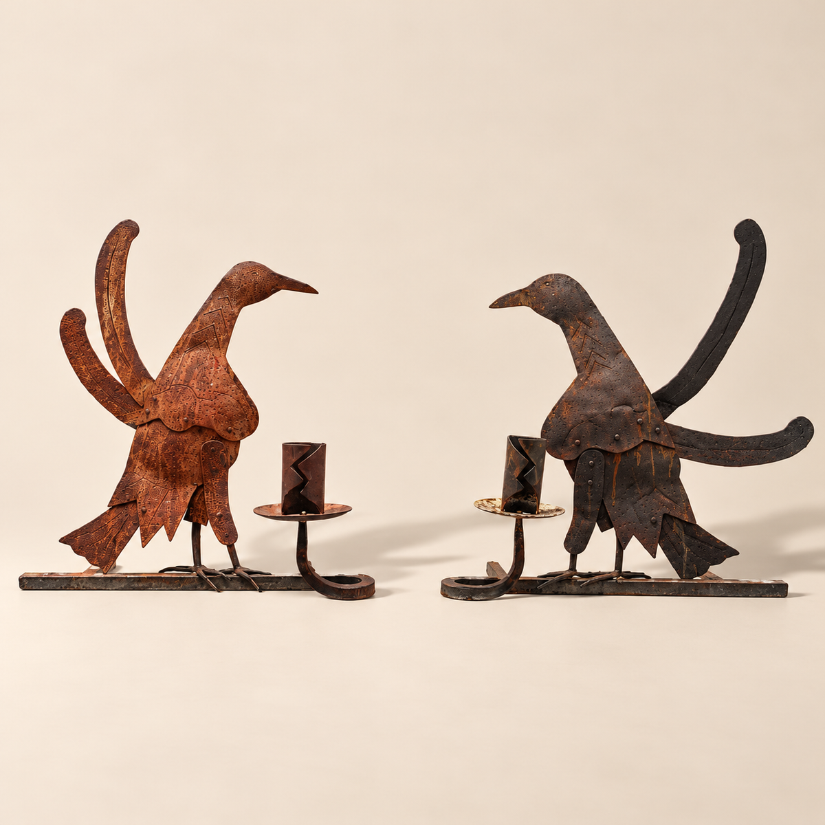 Minton-Spidell Pair of Iron Bird Candle Sconces