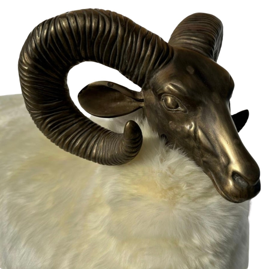 Brass / Fur Ram / Sheep Sculpture Bench