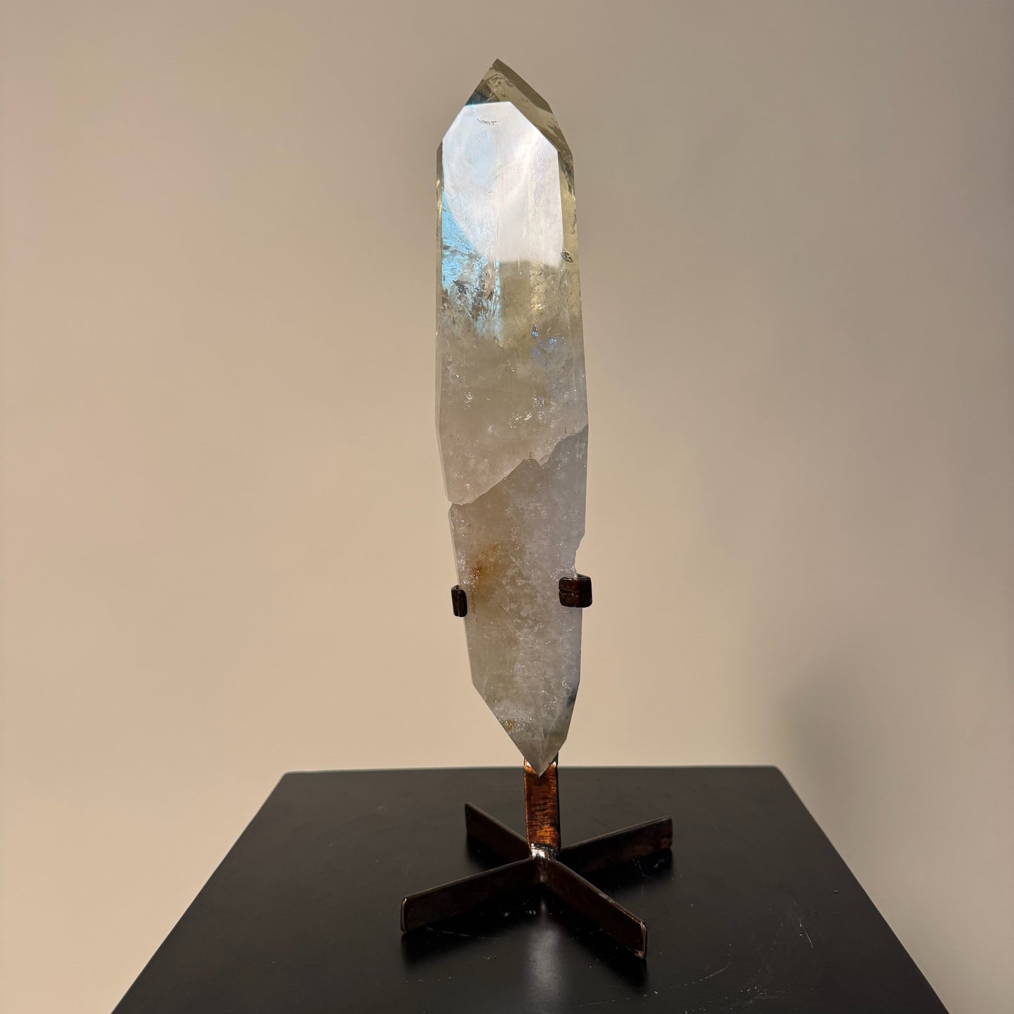 Large Citrine Crystal Point on Metal Stand