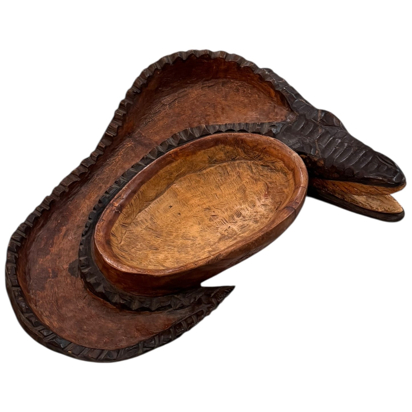 Hand Carved Alligator Bowl