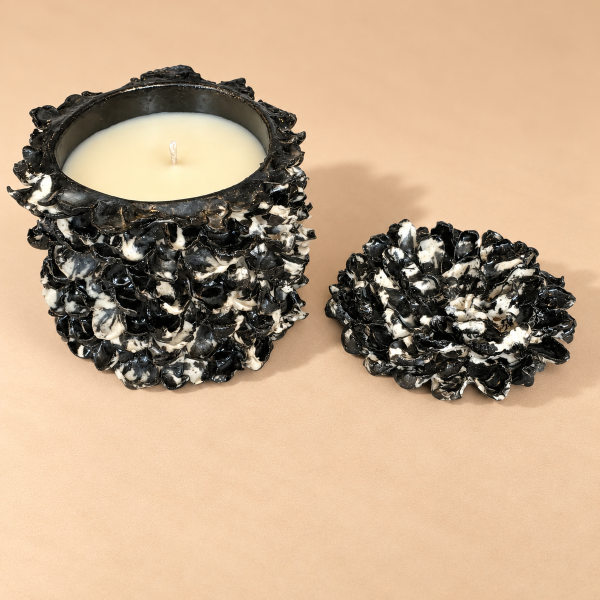 Hand-Crafted Unique Textured Ceramic Gardenia Candle 24 oz
