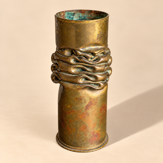 Antique Mortar Shell metal vase
