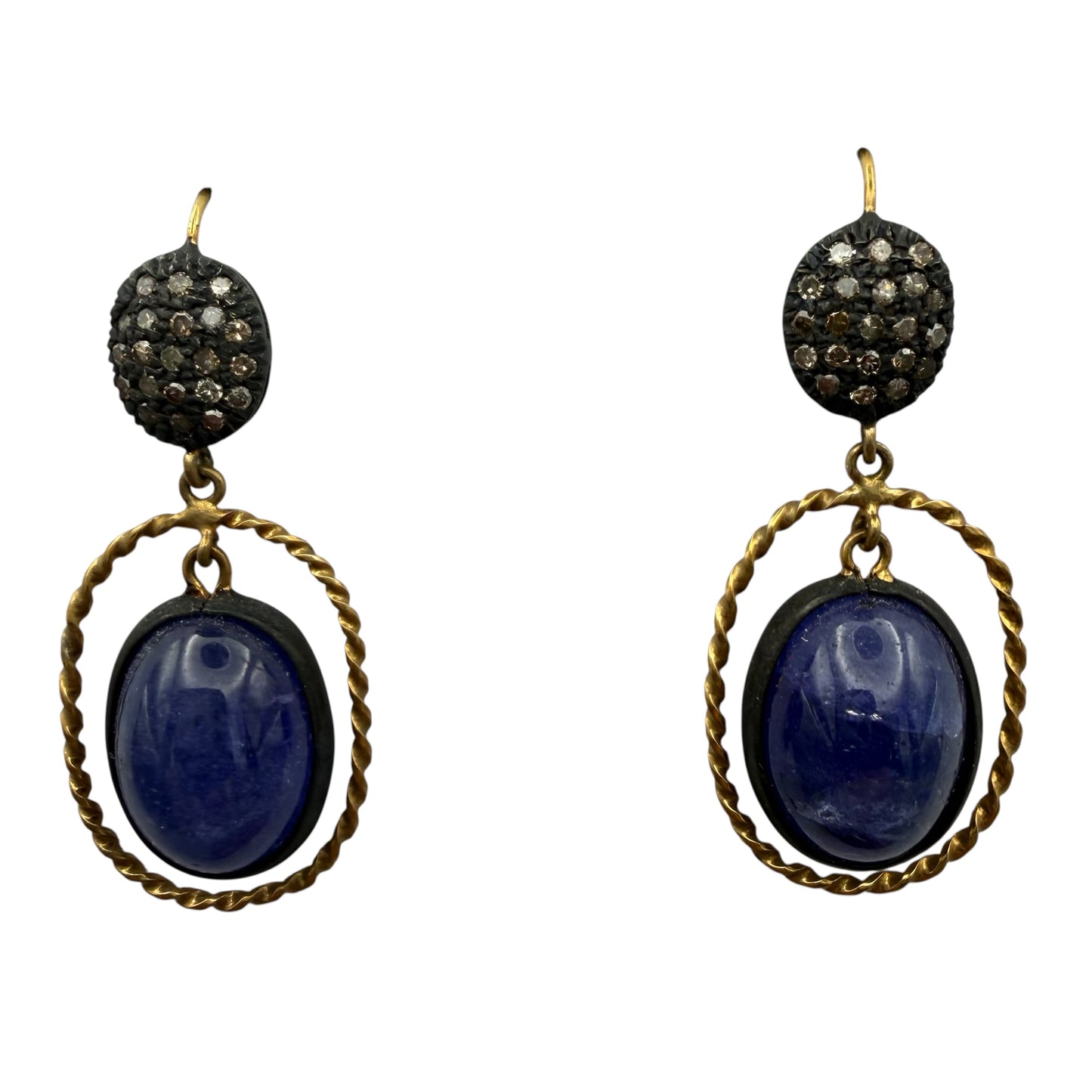 Tanzanite & Diamond Earrings with 18K Yellow Gold
