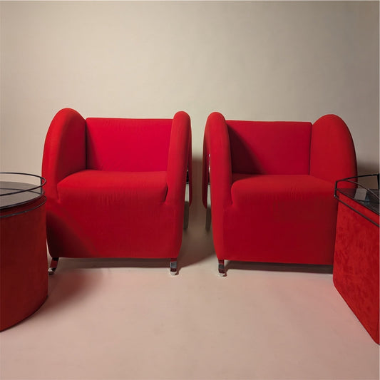 Virgola Chairs by Yaacov Kaufman with Side Tables