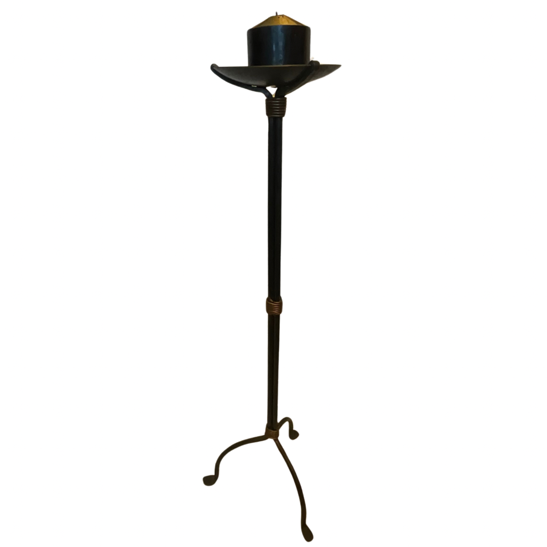 Iron & Copper Floor Standing Candle Holder