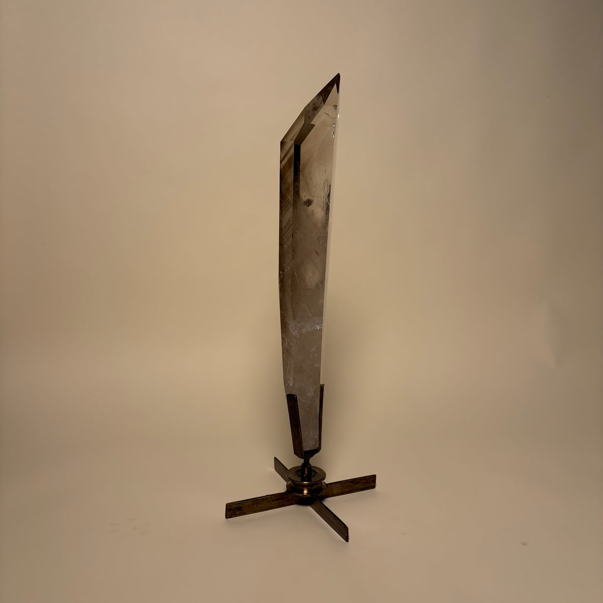 Light Smokey Quartz Spear Crystal On Rotating Base