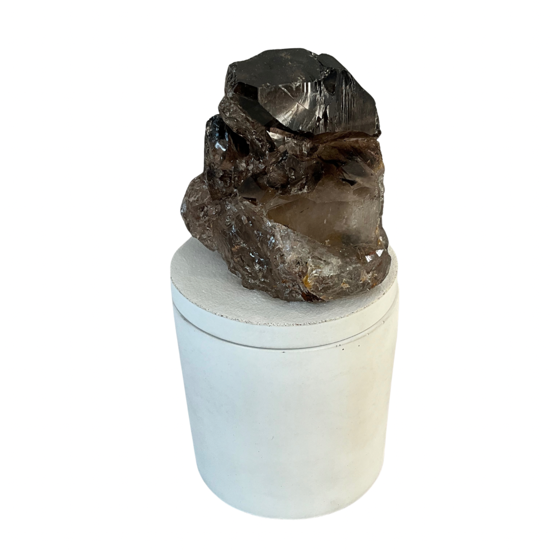 Elestial Smoky Quartz Lid Gardenia Candle