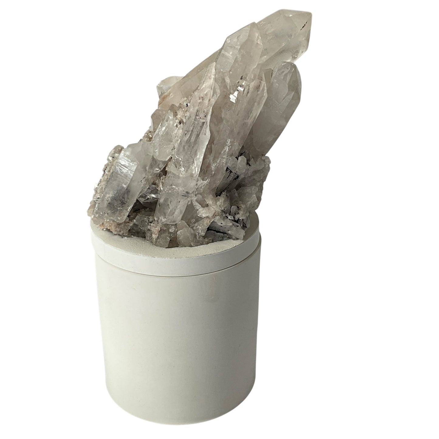 Quartz Crystal Generator Cluster Lid Gardenia Candle