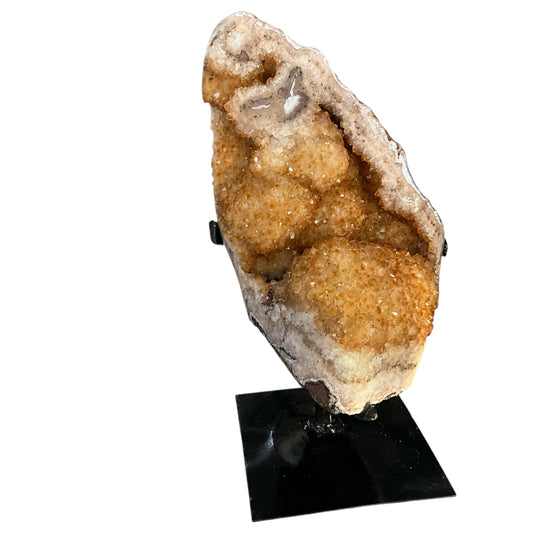 Abstract Citrine Geode Cluster on Metal Stand