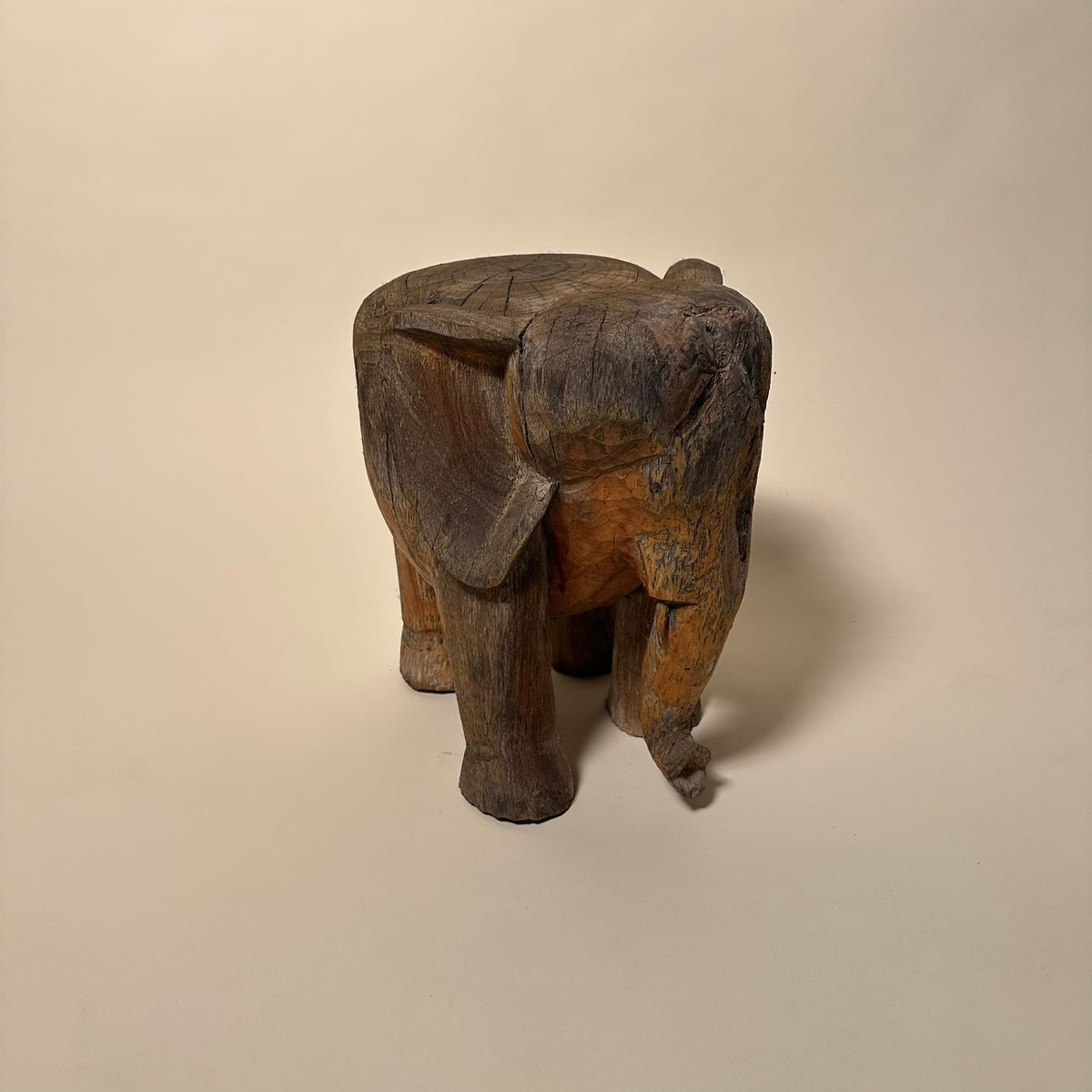 Vintage Carved Elephant Stool