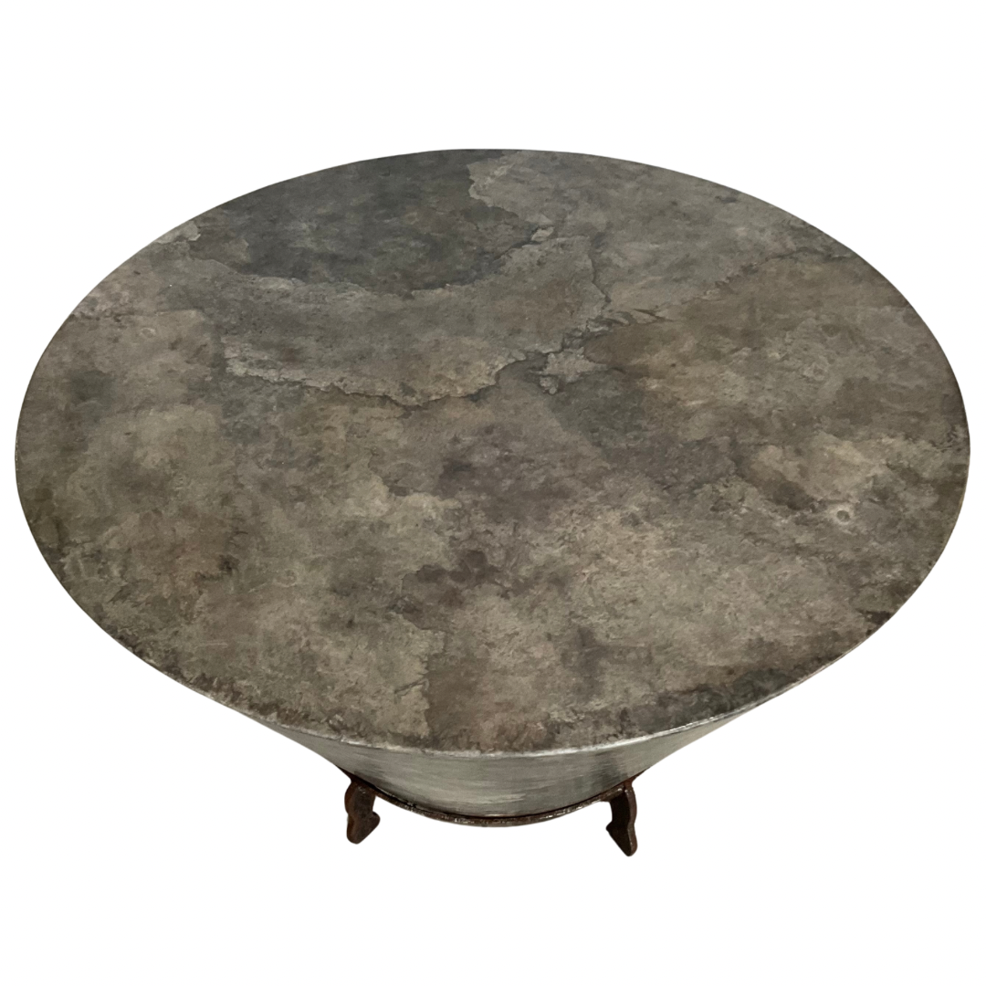 Parchment Conical Drum Table with Metal Base