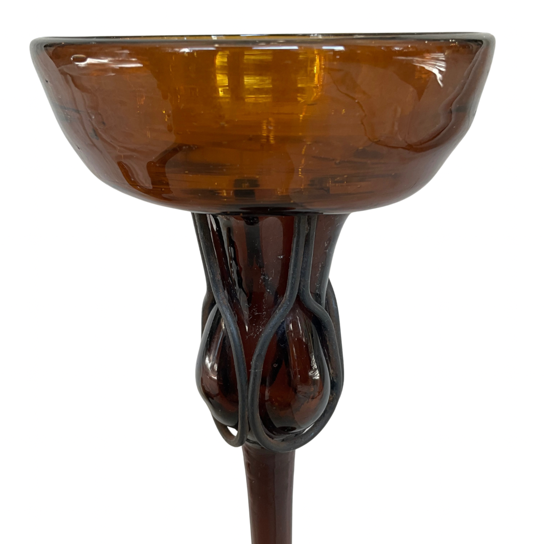 Hand Blown Amber Glass Candle Holders