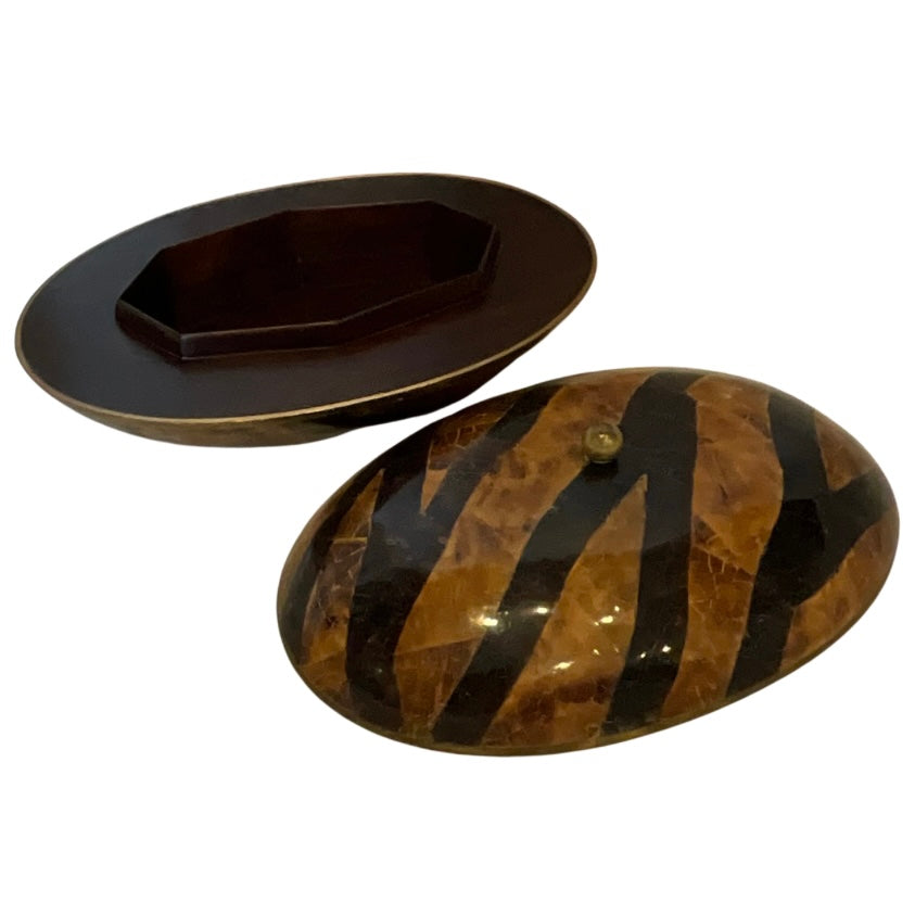 Maitland Smith Oval Tessellated Coconut Shell Box