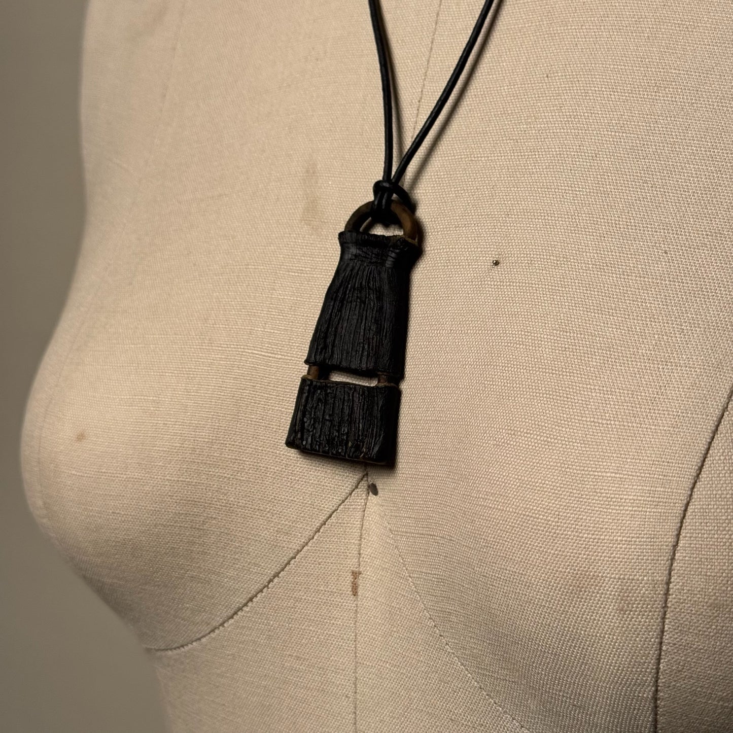 Hand Made Kelp Charm on Leather necklace
