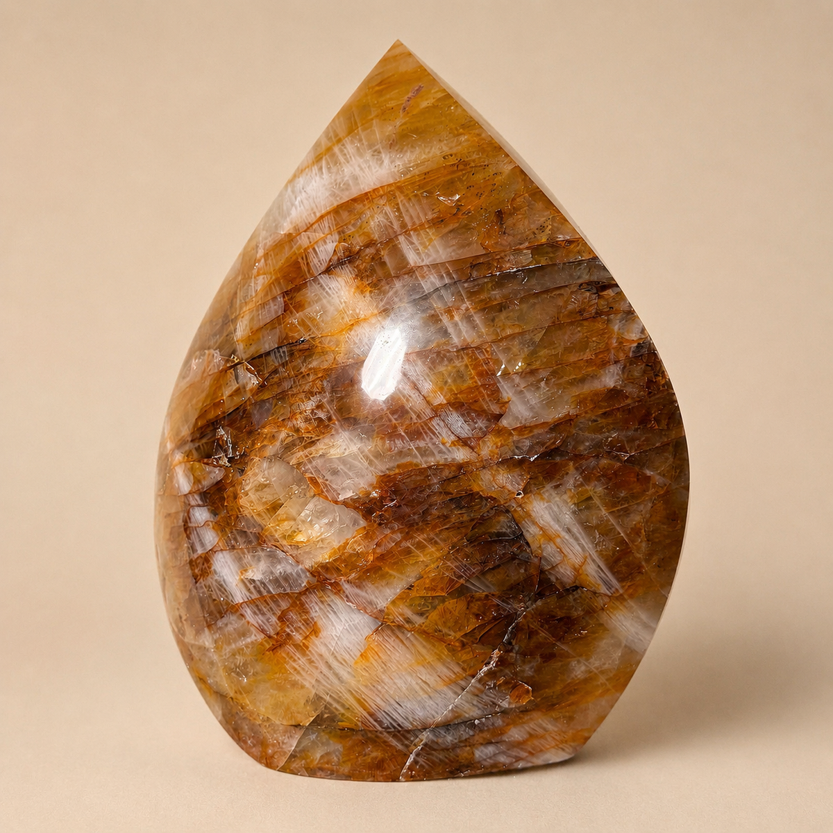 Large Flame Cut Golden Healer Crystal