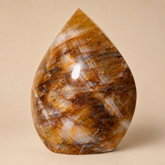 Large Flame Cut Golden Healer Crystal