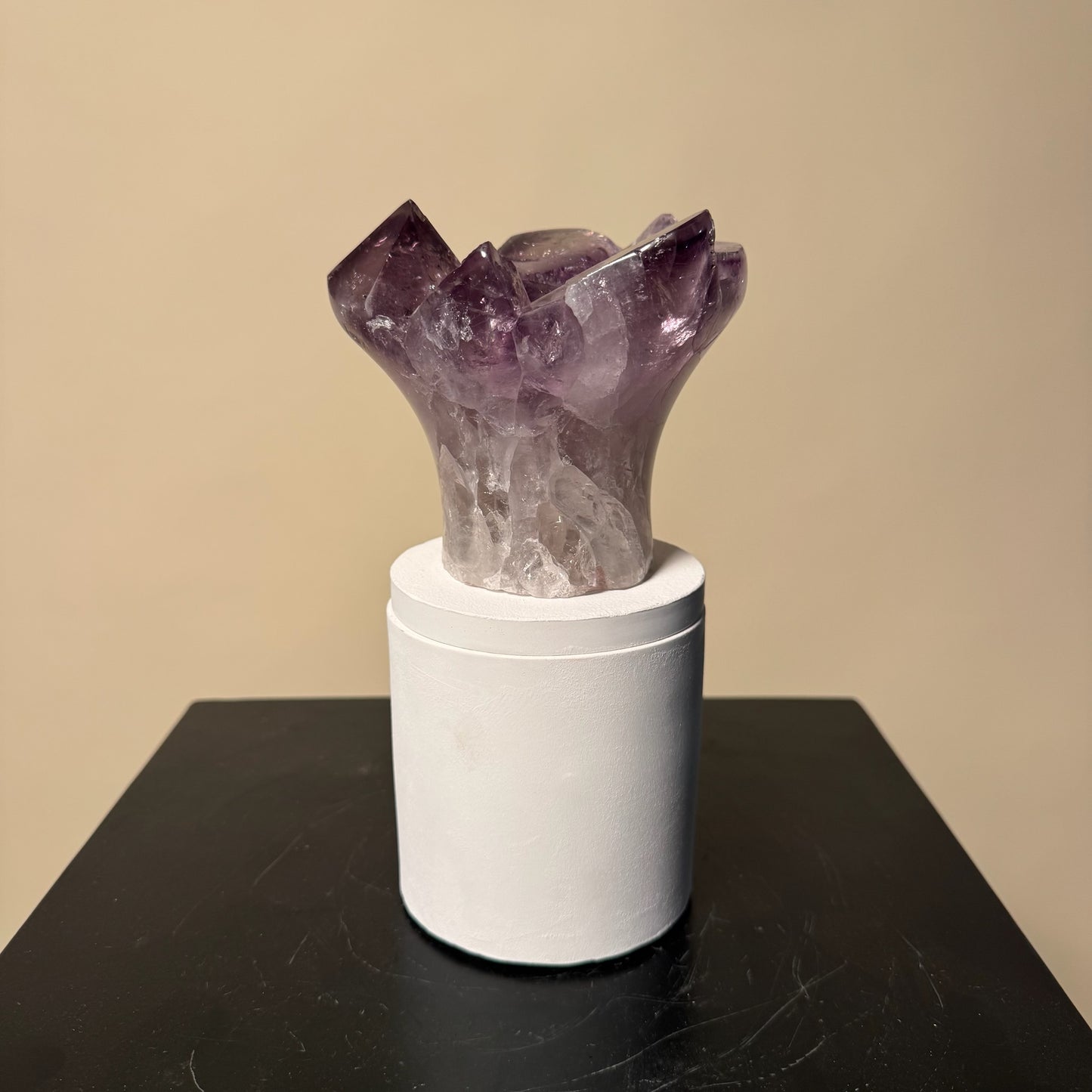 Amethyst Flower Cluster Crystal Lid Gardenia Candle #6