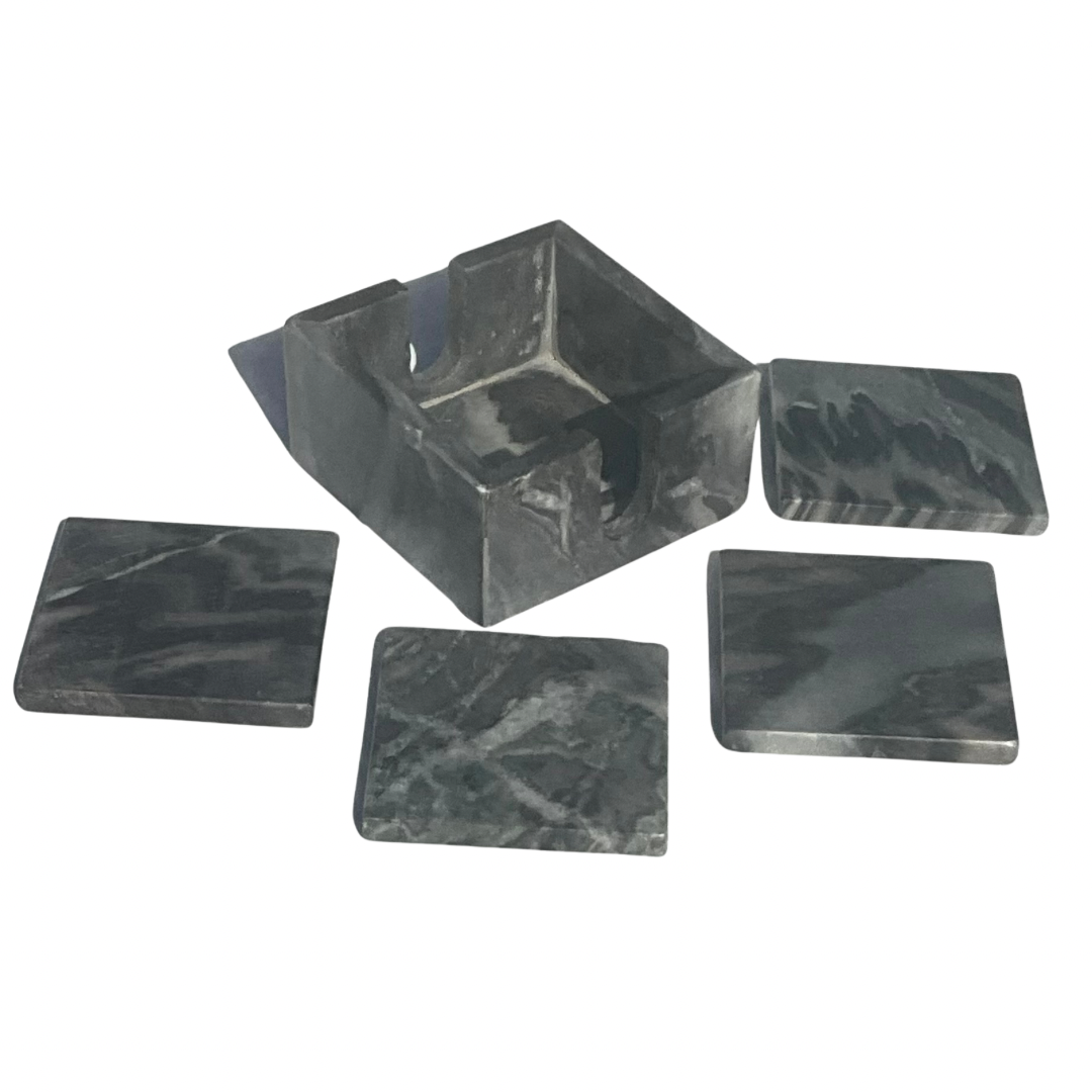 Set of 4 Stone Coasters in Stone Holder