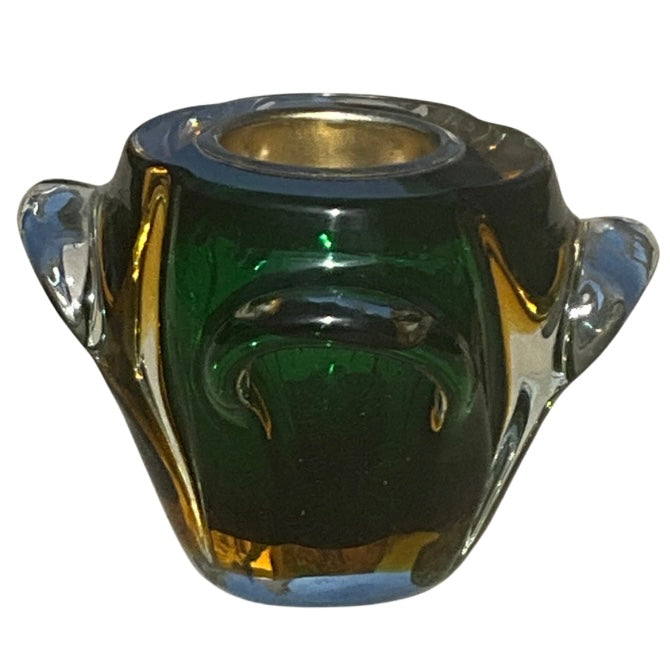 Green & Yellow Glass Candle Holder