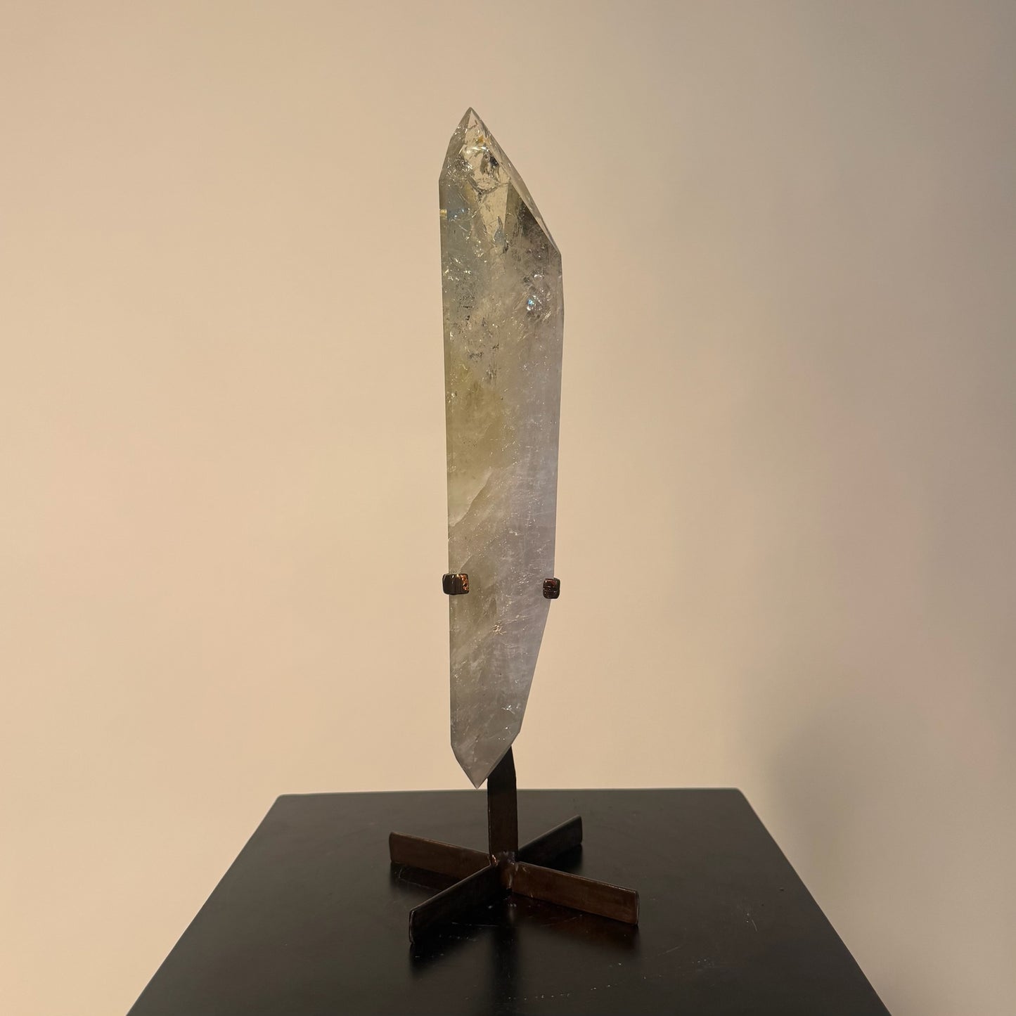 Natural Citrine Crystal Double Point on Custom Stand