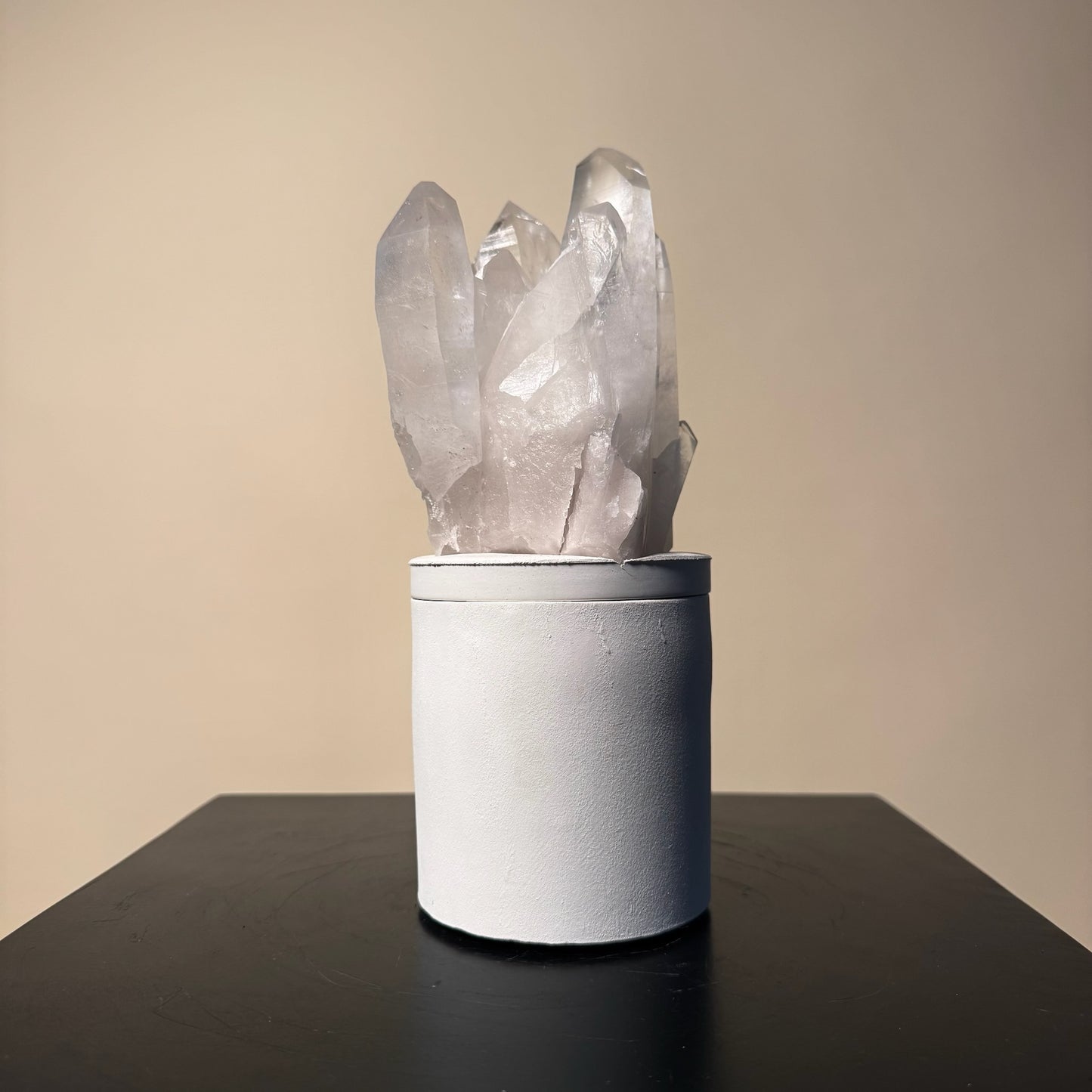 Clear Quartz Crystal Generators Lid Gardenia Candle