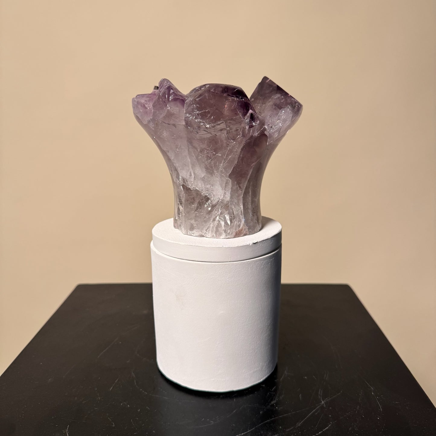 Amethyst Flower Cluster Crystal Lid Gardenia Candle #6