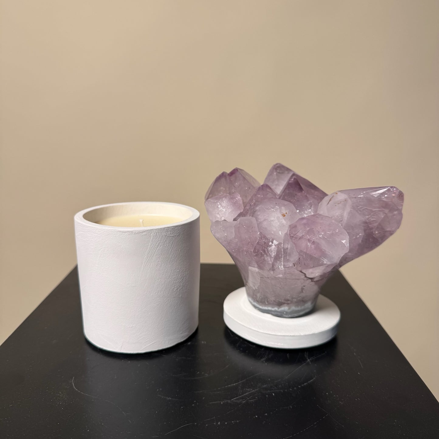 Amethyst Flower Cluster Crystal Lid Gardenia Candle #2