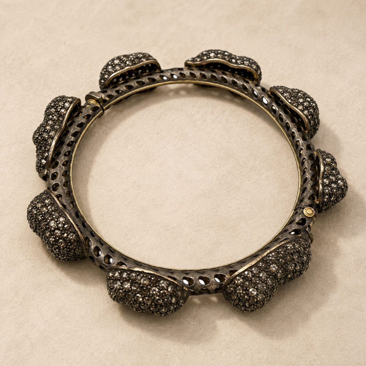 Bangle Bracelet with Multiple Diamond Clusters