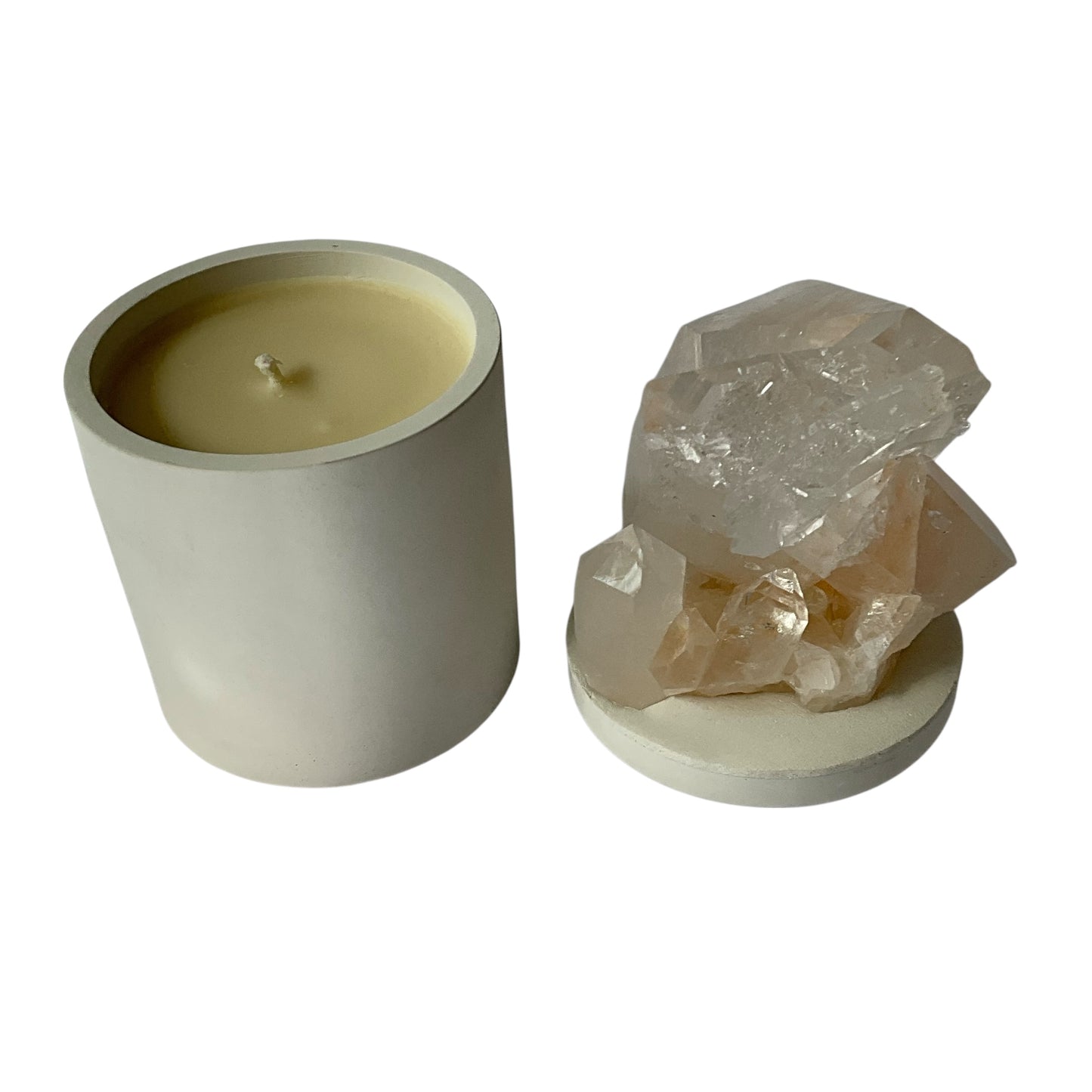 Quartz Crystal Generator Cluster Lid Gardenia Candle