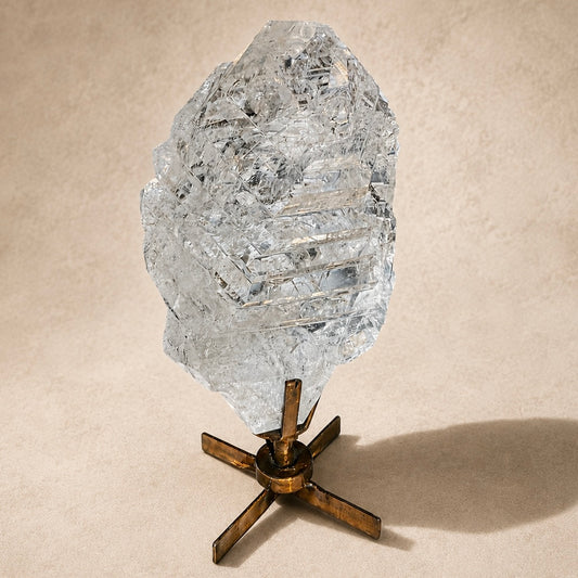 Large Polished Quartz Crystal on Spinning Stand
