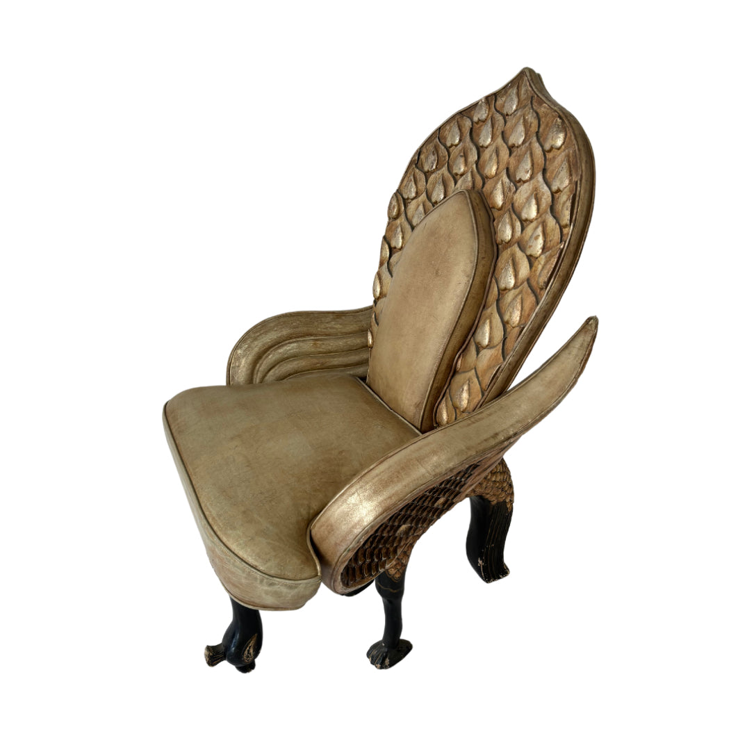 Tony Duquette Pair of Peacock Motif Chairs