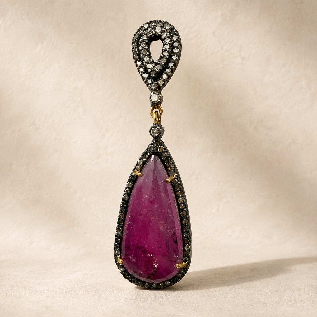 Faceted Pink Tourmaline Drop Earrings with Diamonds
