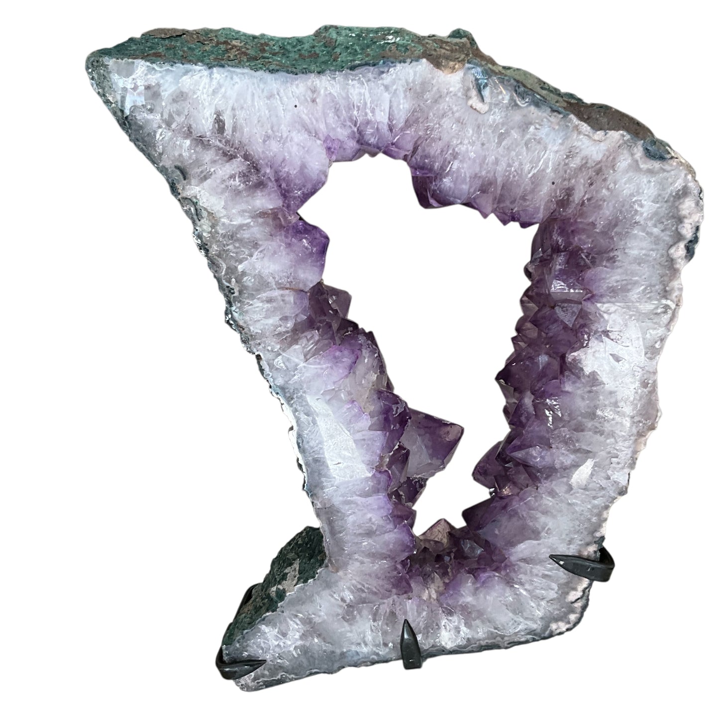 Amethyst Crystal Cut Out on Metal Stand