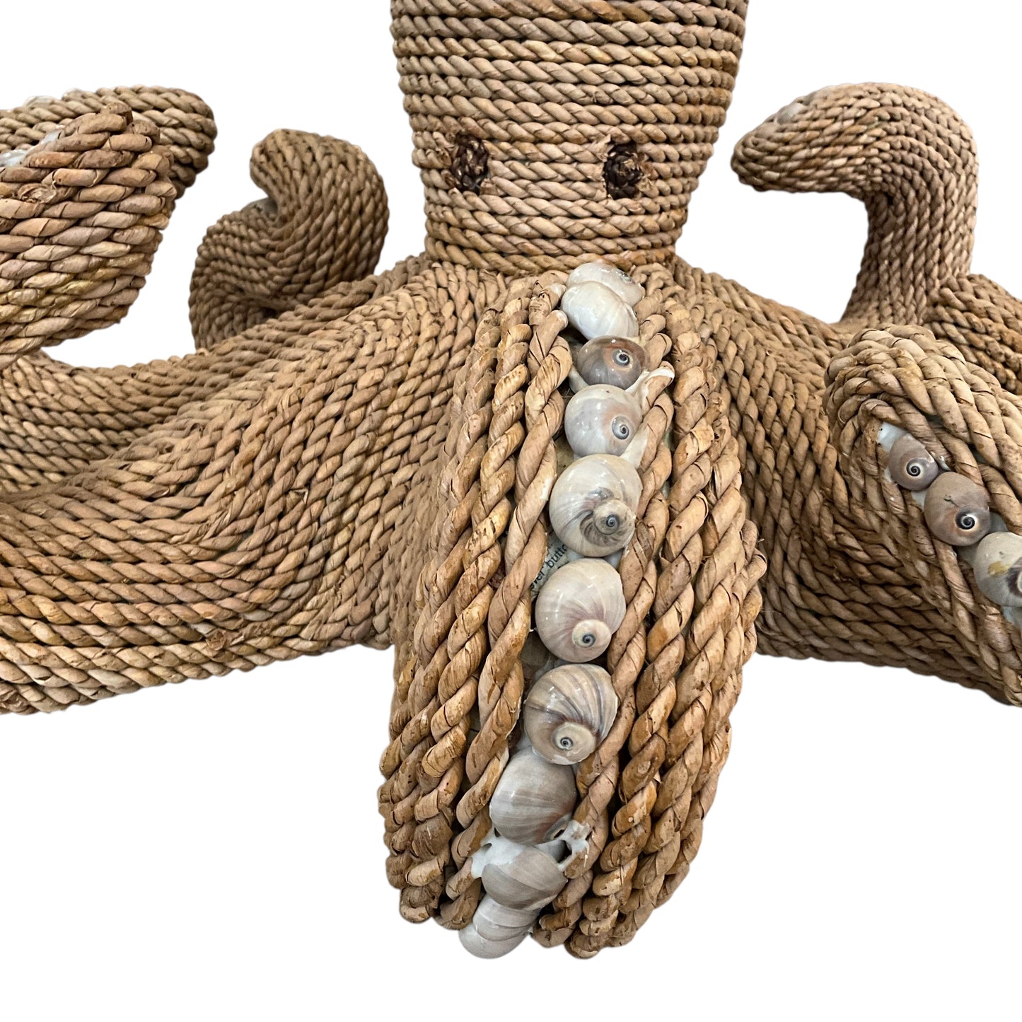 Large Vintage Rattan Wicker Octopus with Seashells