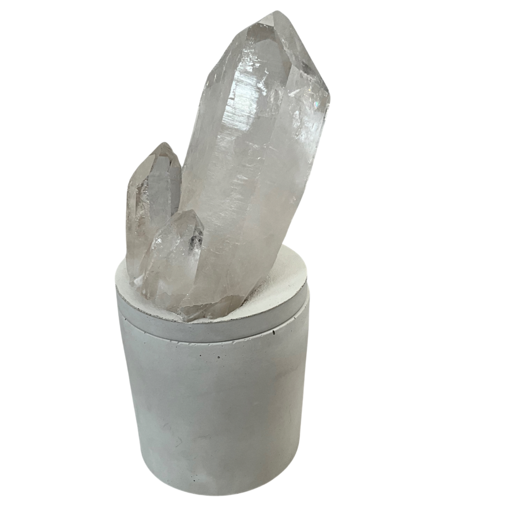 Quartz Crystal Joined Twin Lid Gardenia Candle