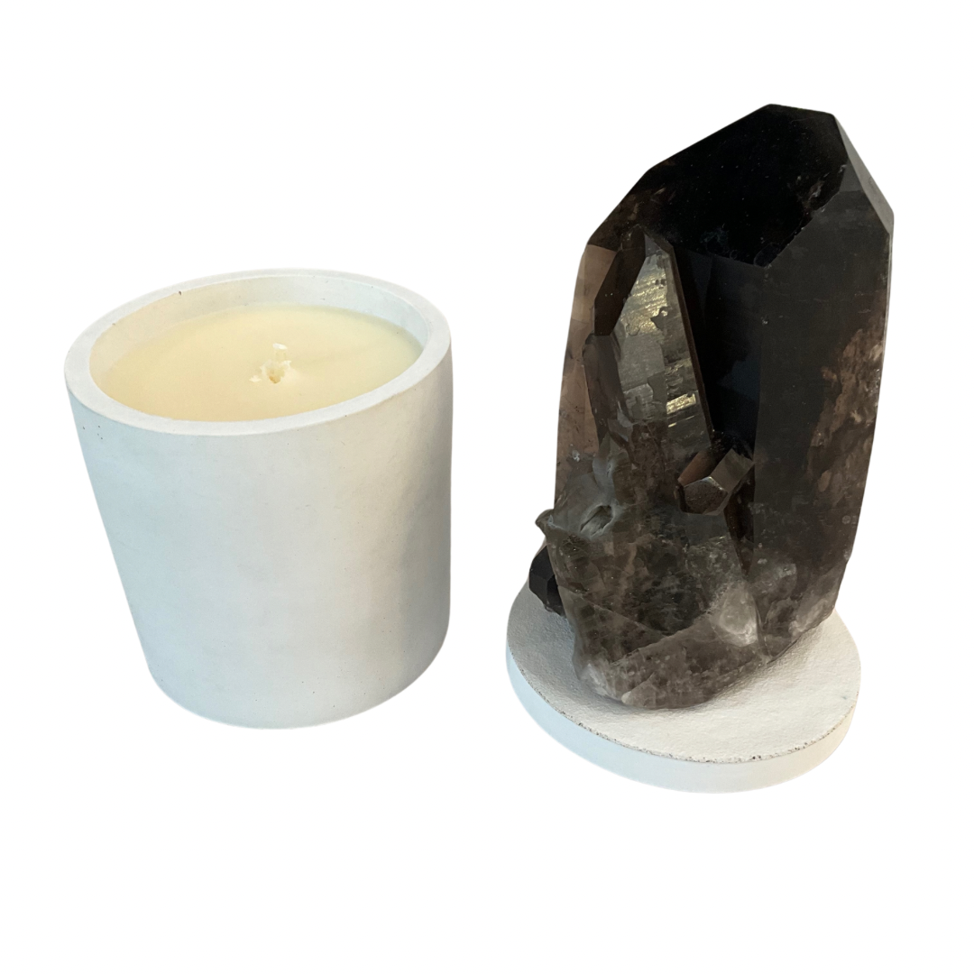 Large Smoky Quartz Generator Gardenia Candle