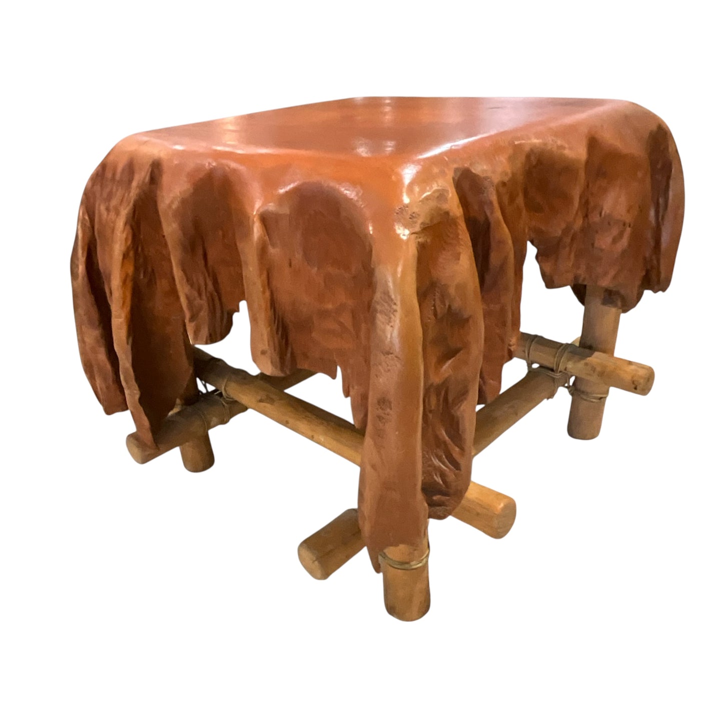 Pair of Abstract Draped Wood Side Tables