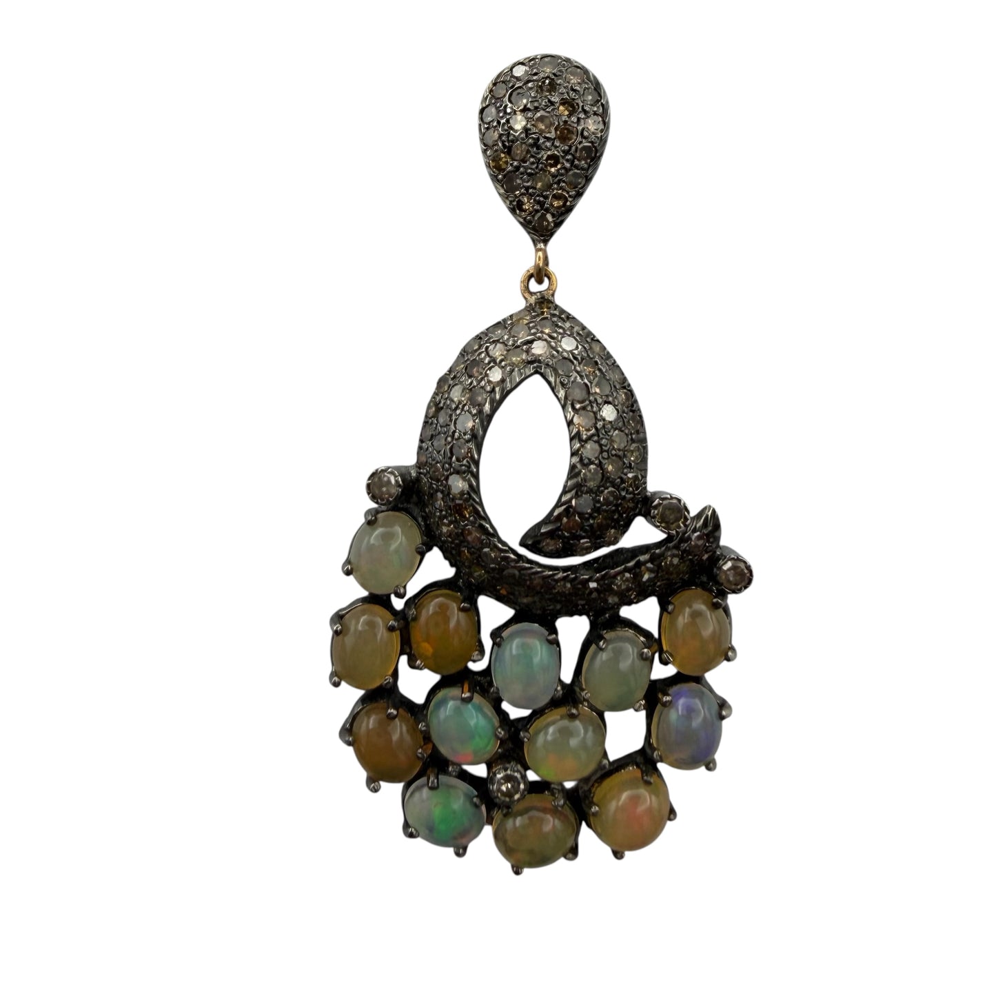 Multiple Opals & Diamonds Drop Earrings