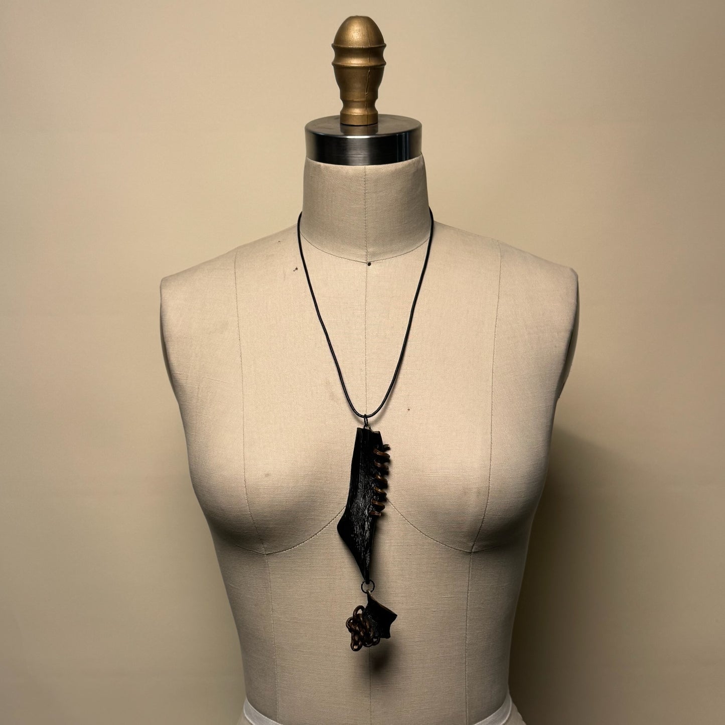 Hand Made Kelp Charm on Leather Necklace