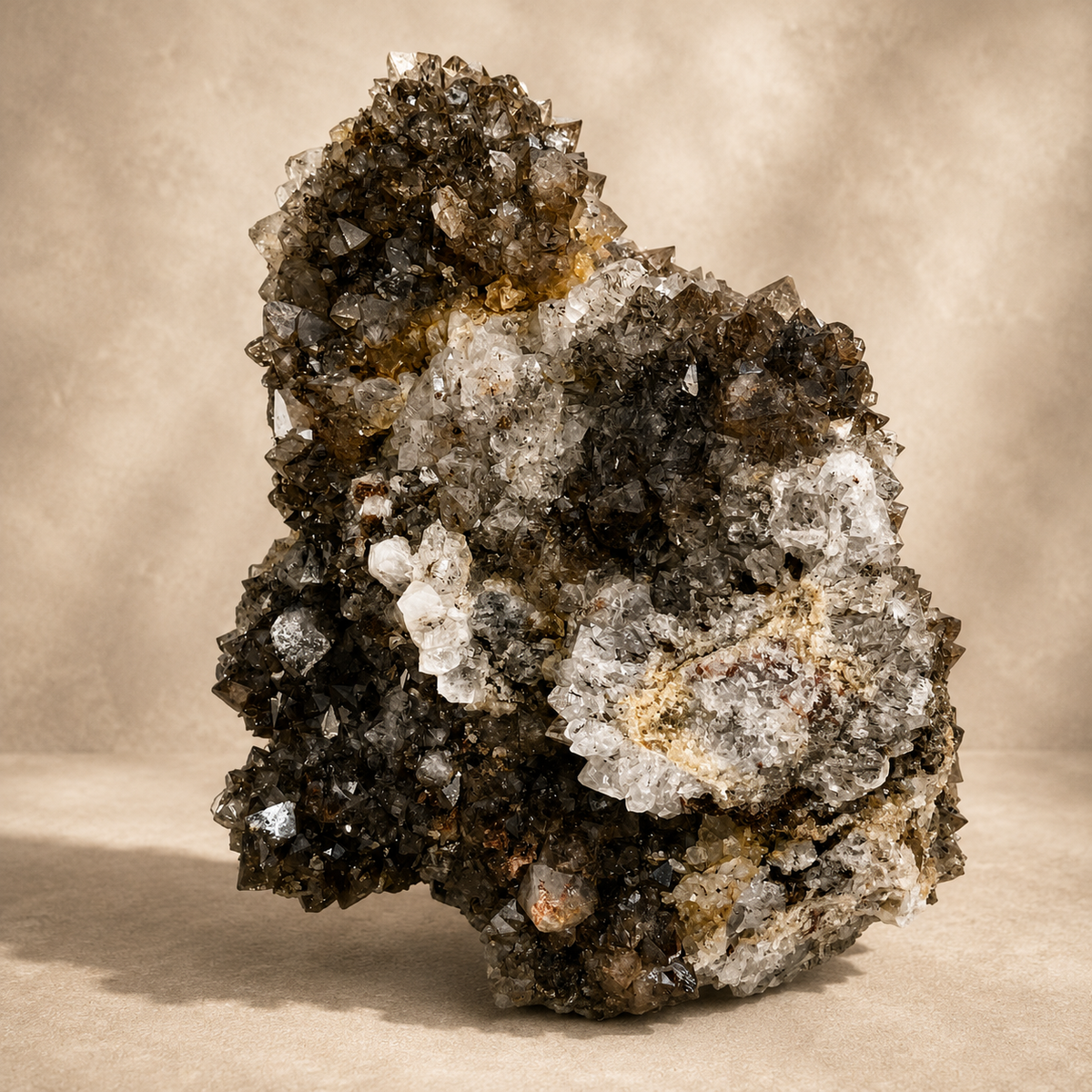 Abstract Quartz Crystal with Dark Manganese Free-Standing Cluster