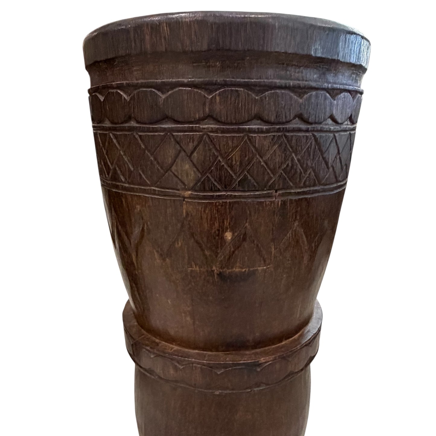 Pair of Solid Palmwood Asymmetrical Vintage Planters